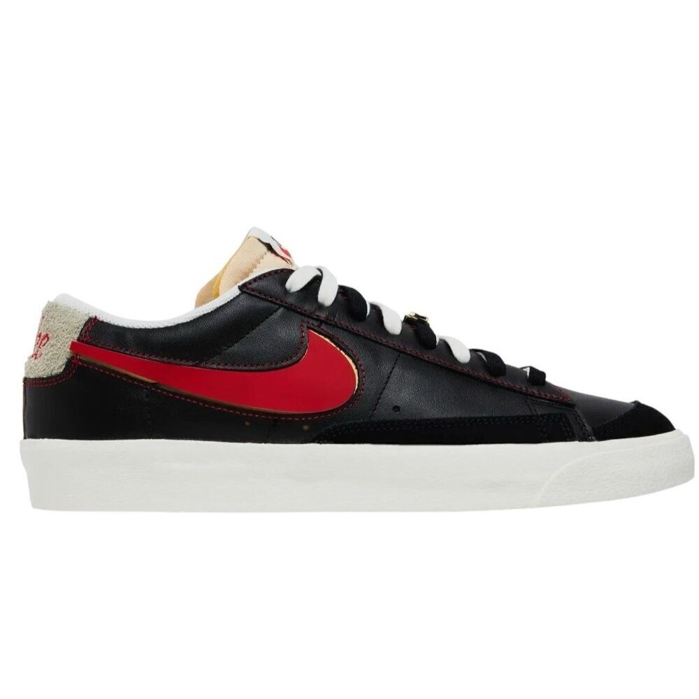 Nike Sz 9.5 Blazer Low 77 Premium Removable Swoosh Black Sneaker Shoe DH4370-001